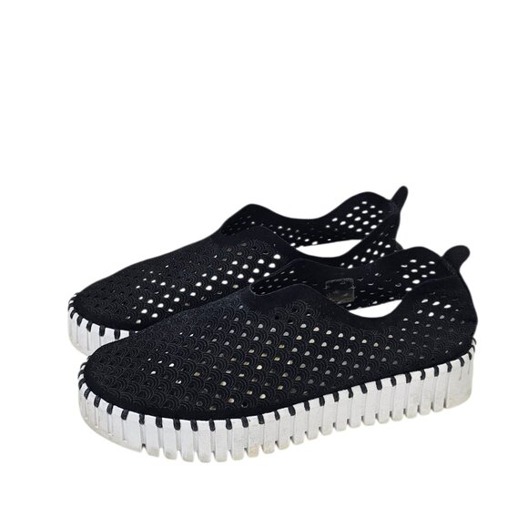 Ilse Jacobsen Tulip Perforated Slip On Shoes, Black, Platform,Size 39 / US 8.5-9 - Picture 1 of 9